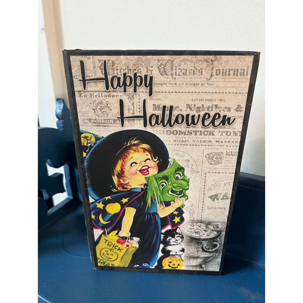 Vintage Style Witch Halloween Book Storage Box